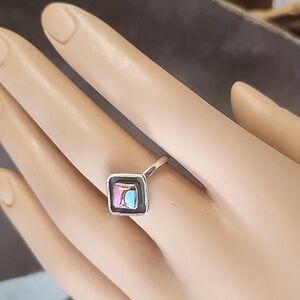 Cotton Candy Turquoise Shadow Box Ring | Sterling Silver Southwestern Style